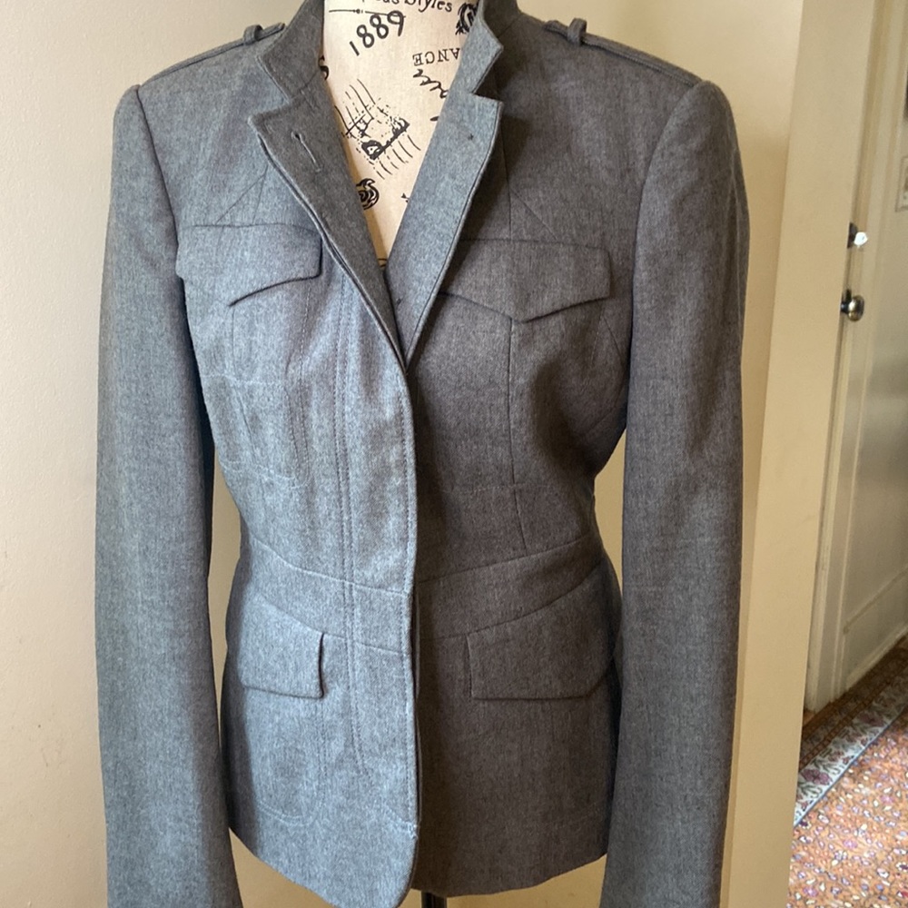 Military Inspired Wool Jacket with Epaulets